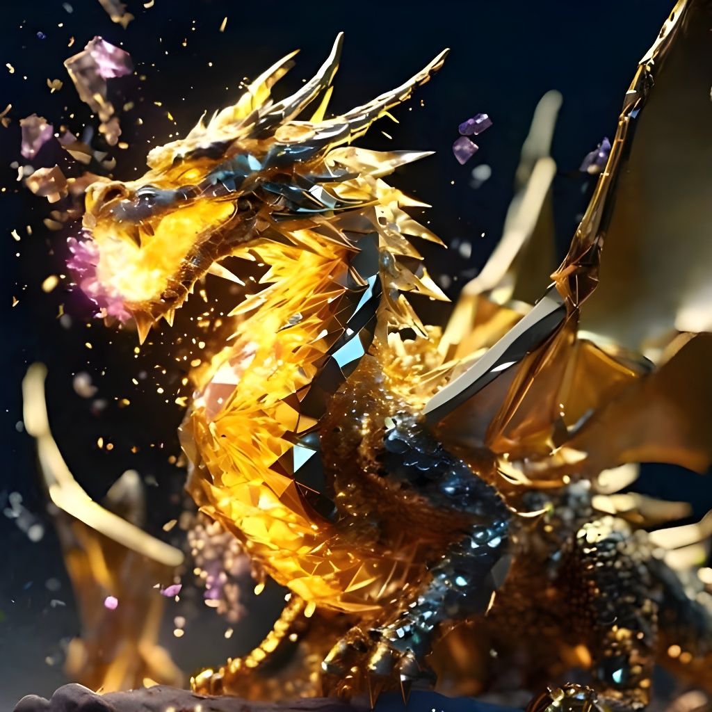 Iridescent Gold Dragon with Crystal Texture