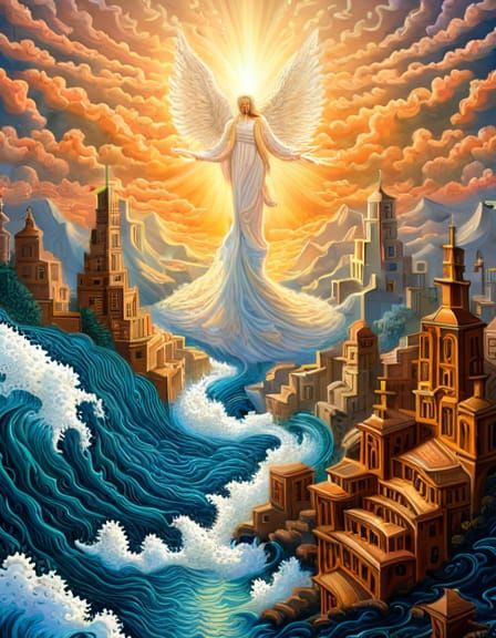Angelic Heaven: Mystical Oil Painting