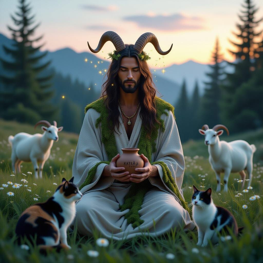 Ethereal Forest Spirit in Twilight Meadow