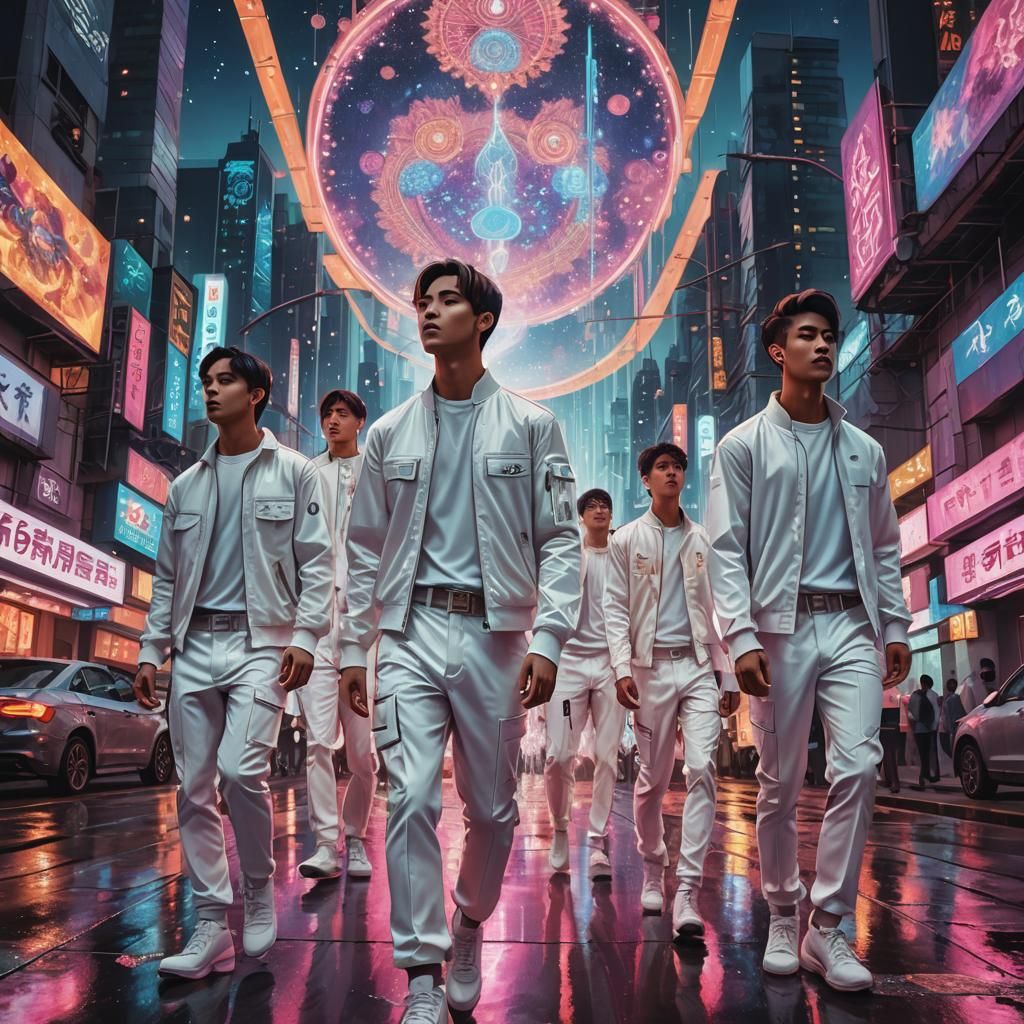 K-Pop Band in Futuristic Indian Cityscape