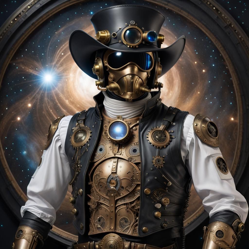 Steampunk Spaceman in Outer Space, Digital Baroque Style