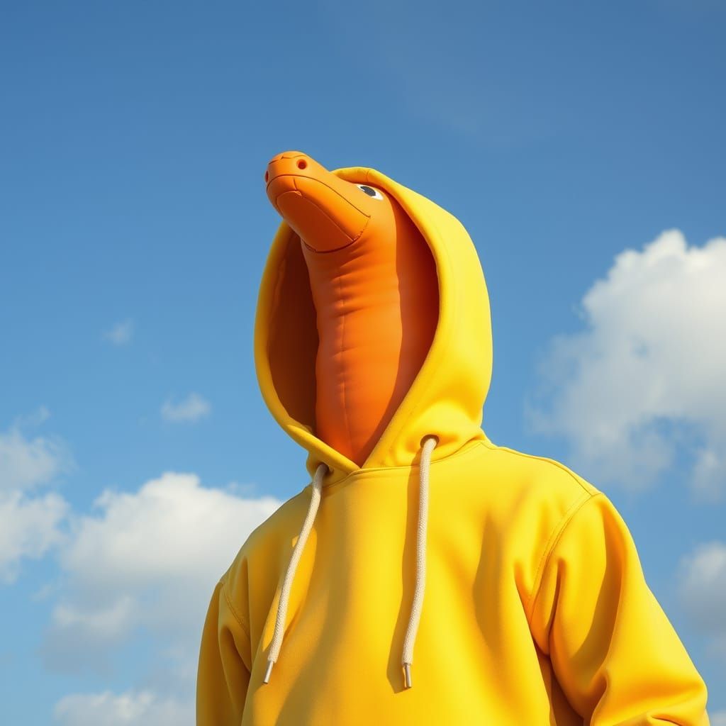 Whimsical Poolnoodle Figure Soars Above