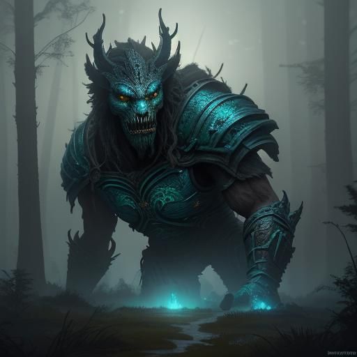 Heroic Warrior in Mystical Forest Concept Art