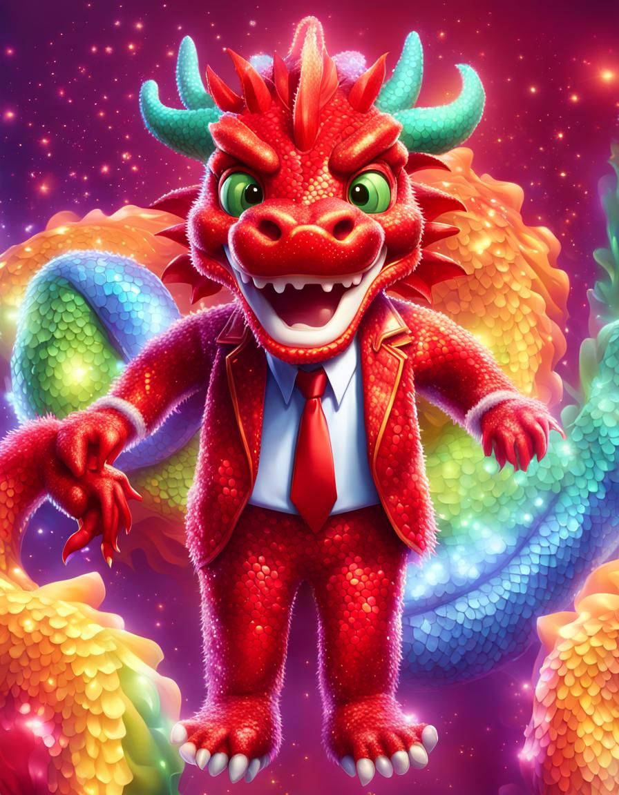 Chinese Dragon in Suit: Hyper-Realistic Digital Art