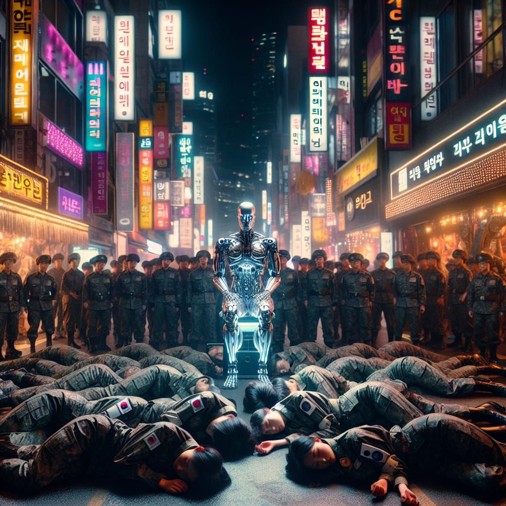 Robot Hypnotist Performs for Military Women in Seoul