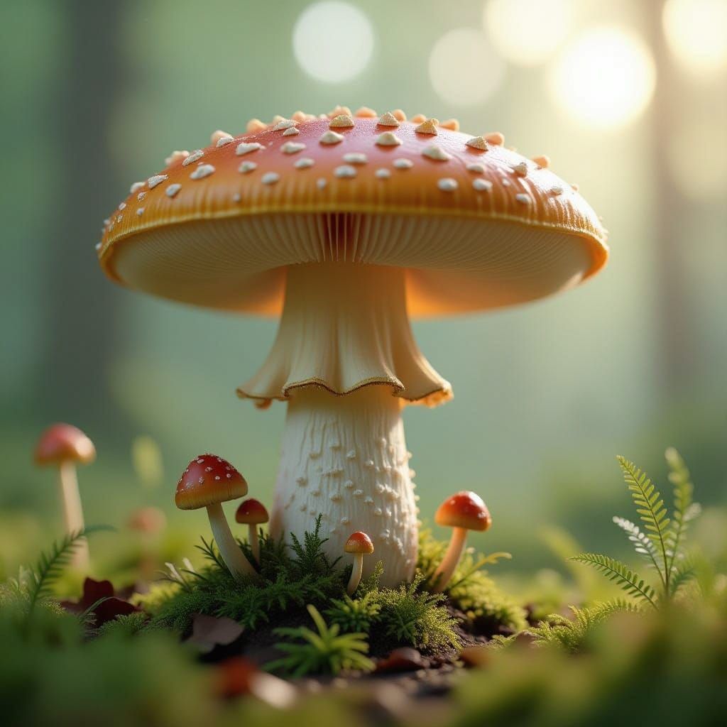 Hyper-Realistic Mushroom in Earthy Paradise
