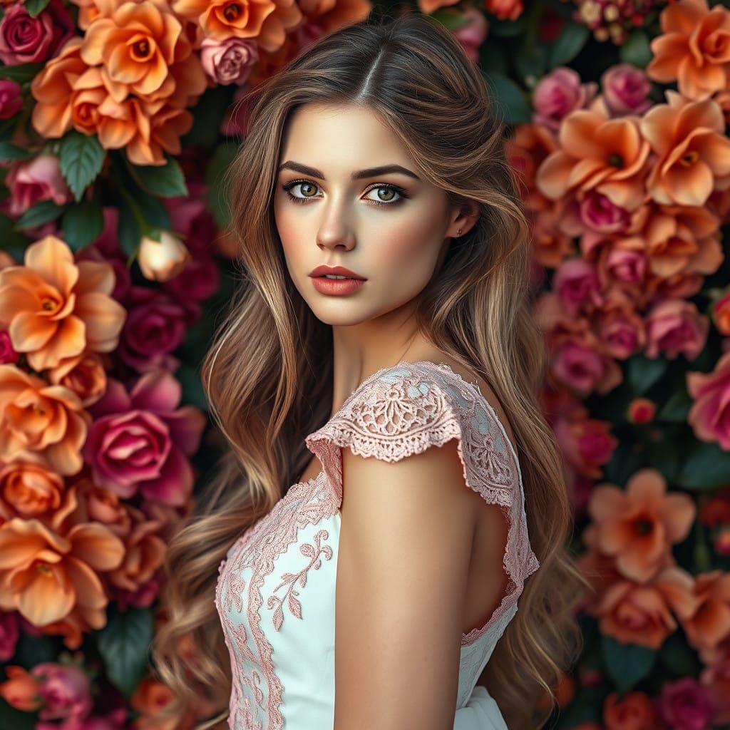 Ethereal Victorian Beauty in Whimsical Floral Wonderland