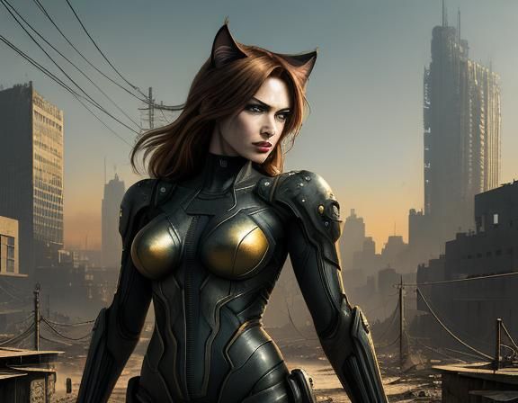 Awakaning cassette futurism. Chibi cat people, Antroponorfizm. Hybrid species. Natural and bright, vivid lighting, dark ...