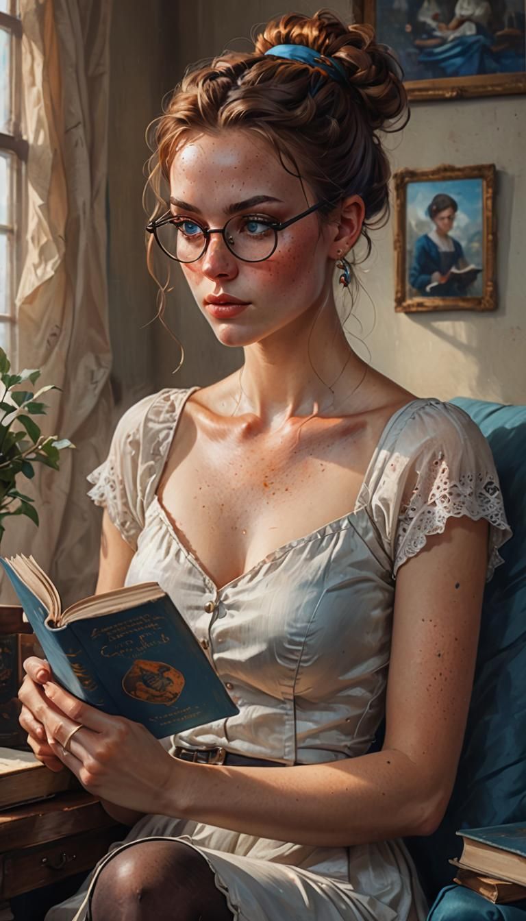 Enchanting Reader: A Fantasy Portrait in Pre-Raphaelite Styl...