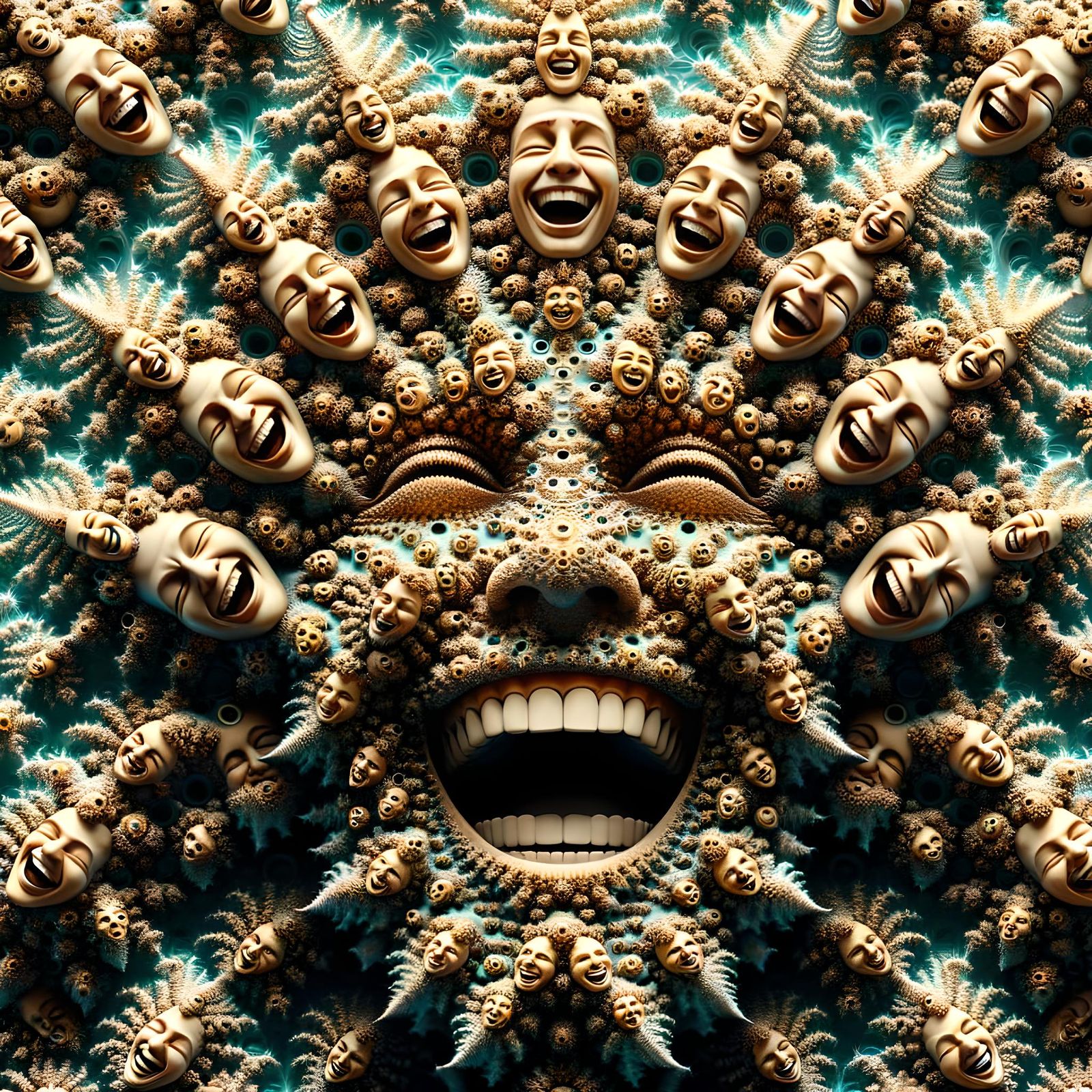 Fractal Faces: A Brutalist-Inspired Digital Render
