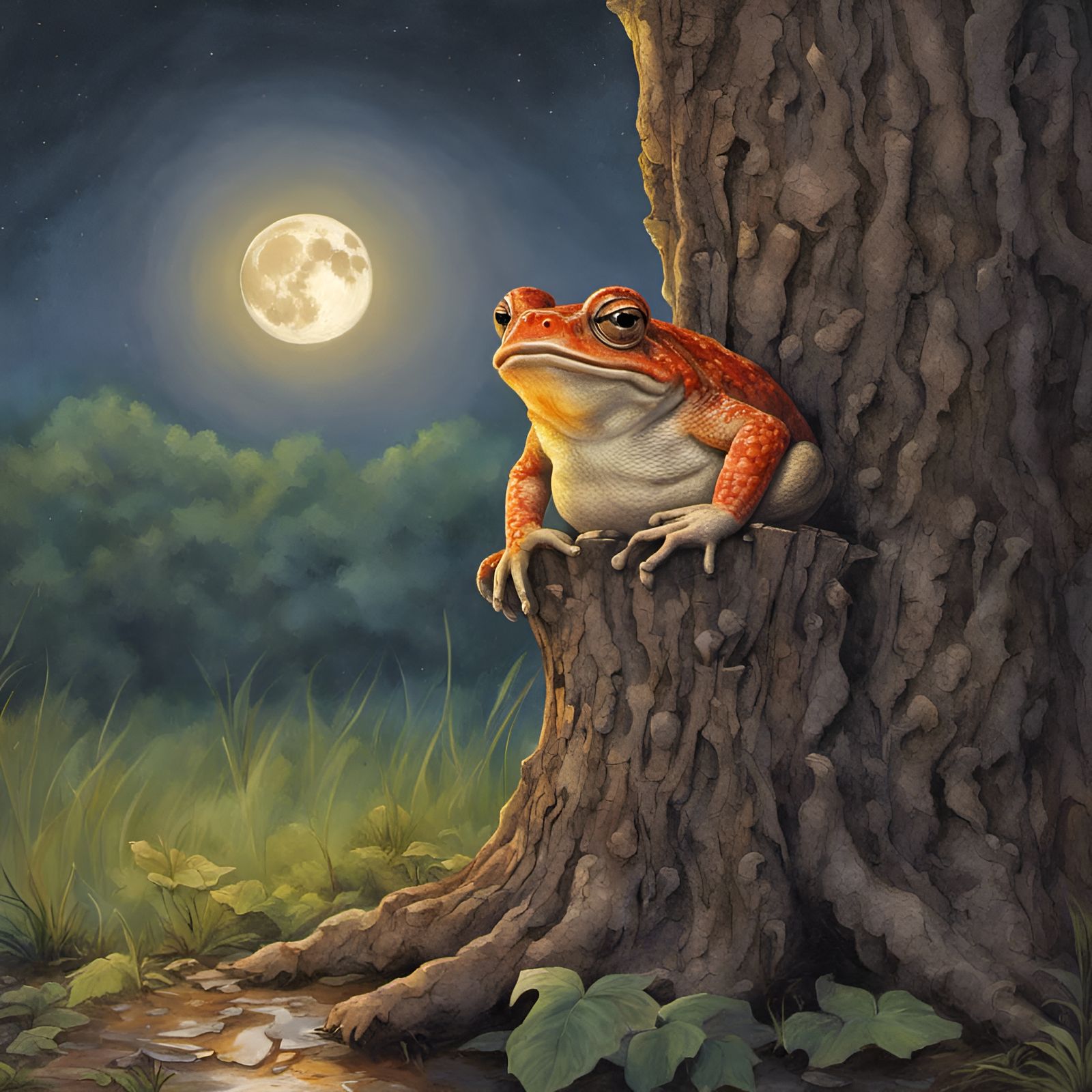 Two-Toed Toad at Sunset and Moonrise