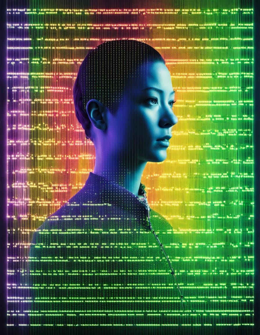 Digital Dreamscape Portrait in Cyberpunk Style