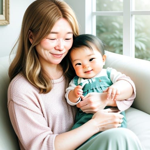 Warm Family Portrait with Soft Pastel Hues