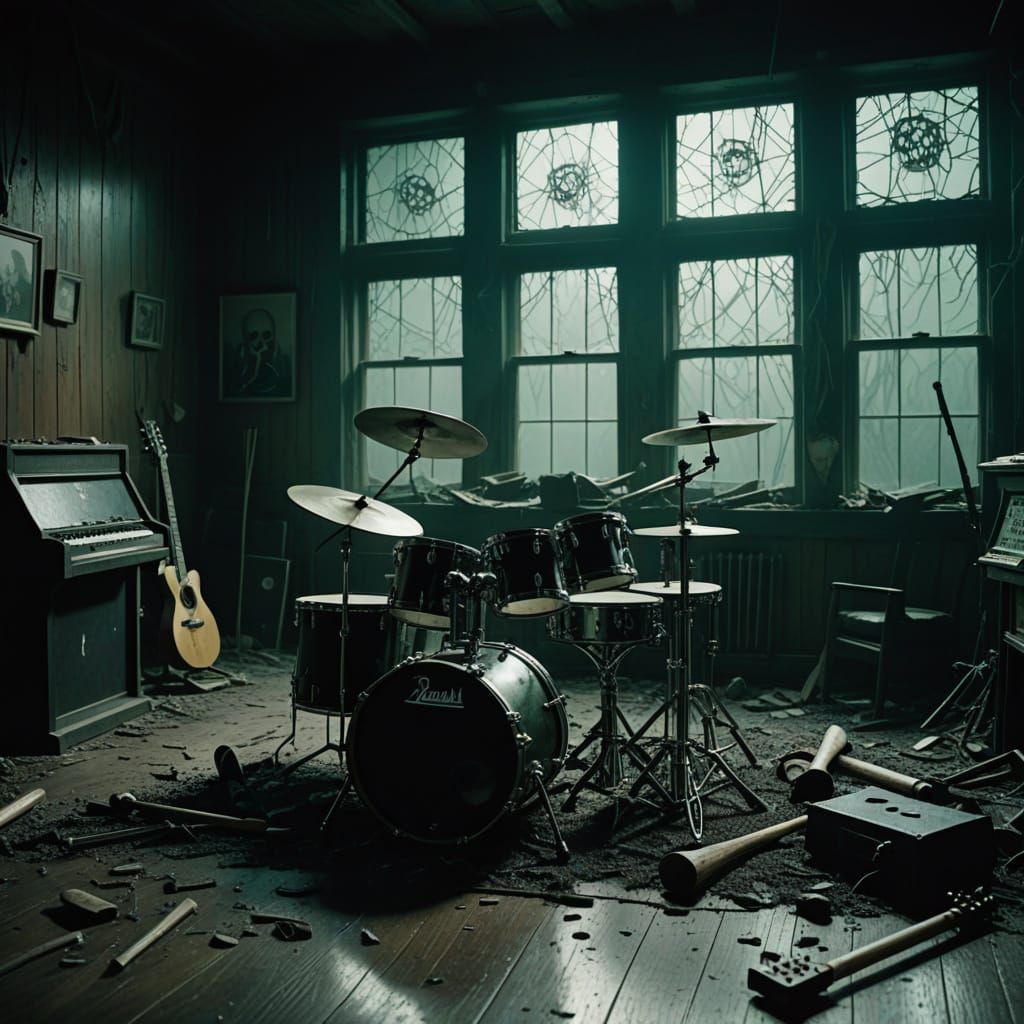 Epic Horror Film Still in Dark Academia Style