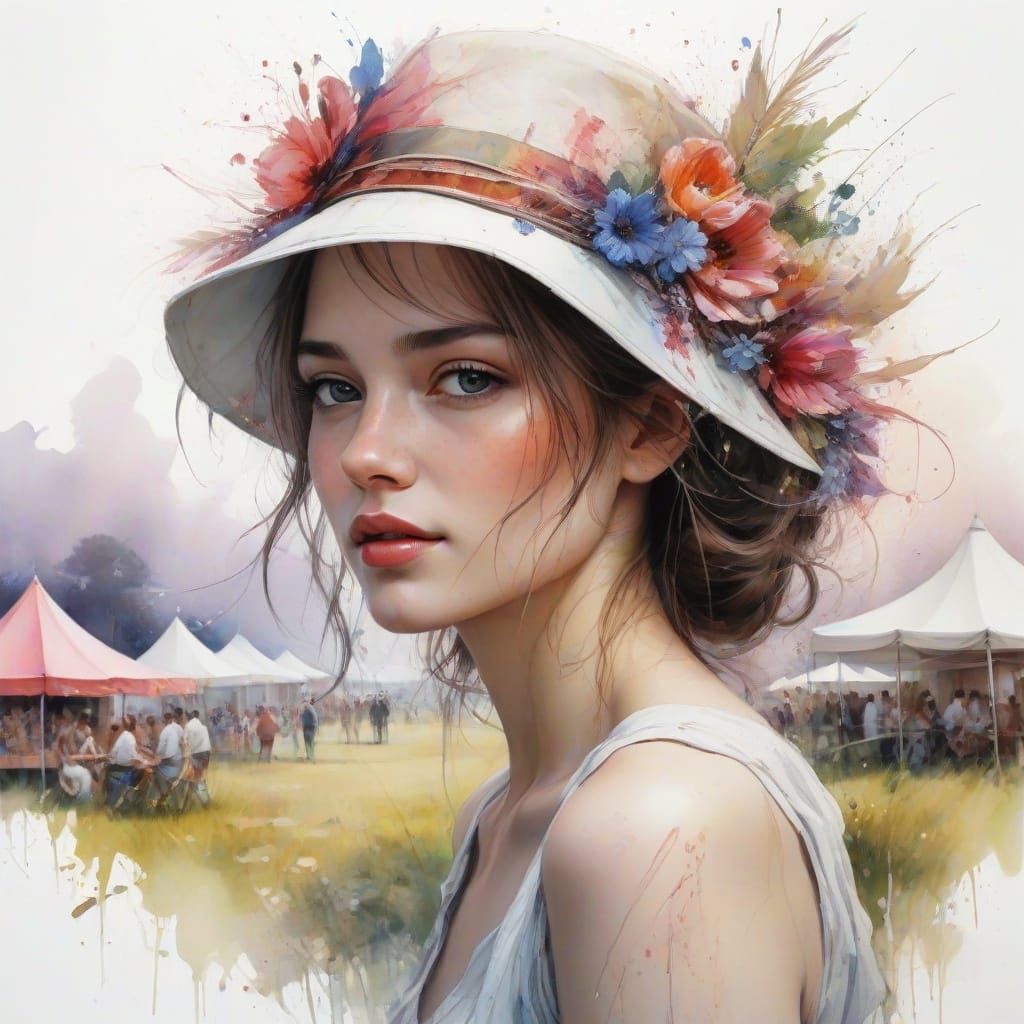 Whimsical Countryside Carnival in Watercolor Style