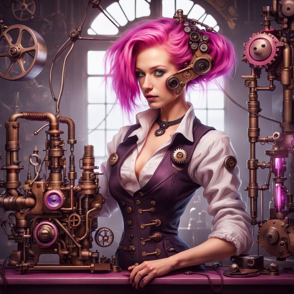 Steampunk Doctor Assembles a Body in Her Lab