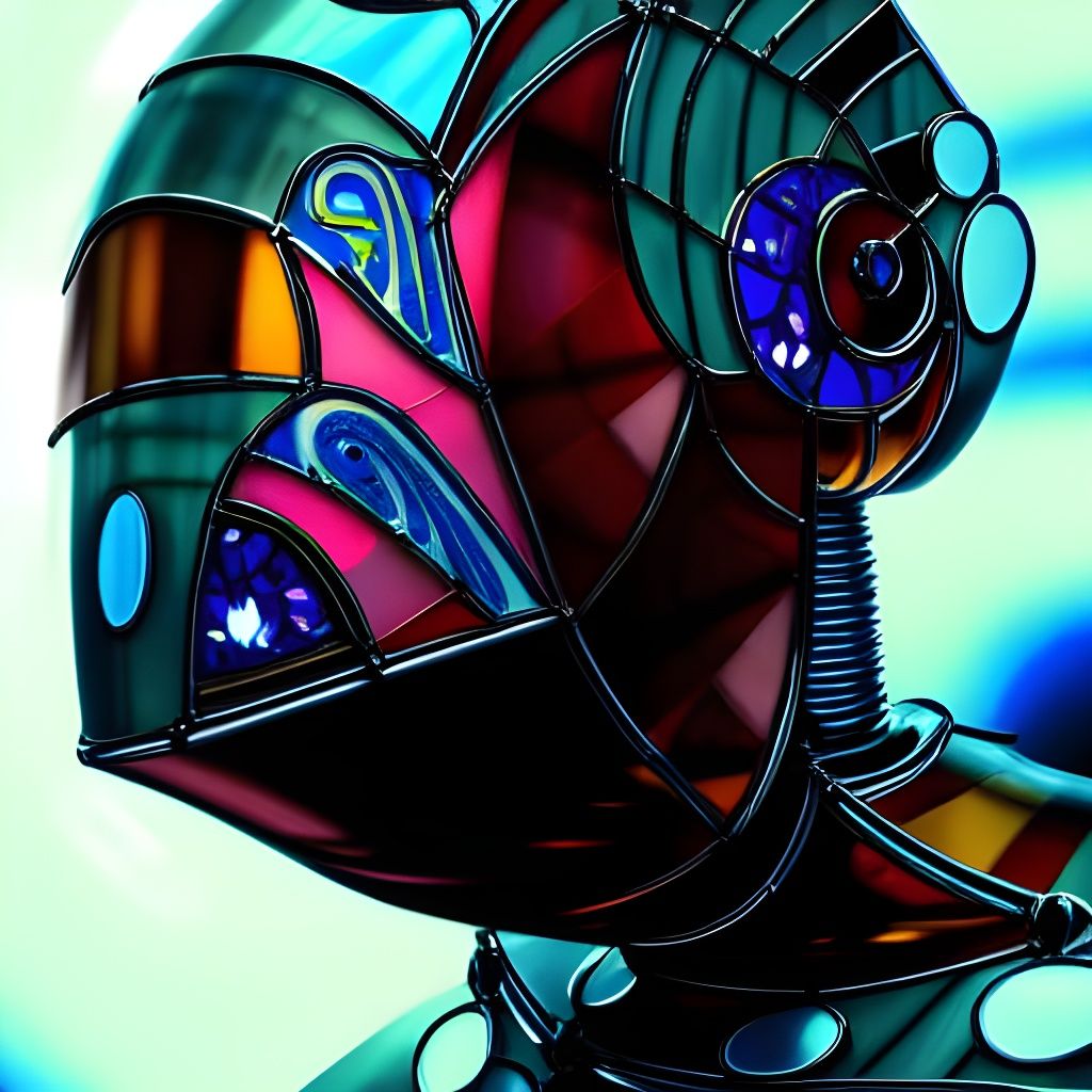 Art Deco Stained-Glass Android Robot in 4K