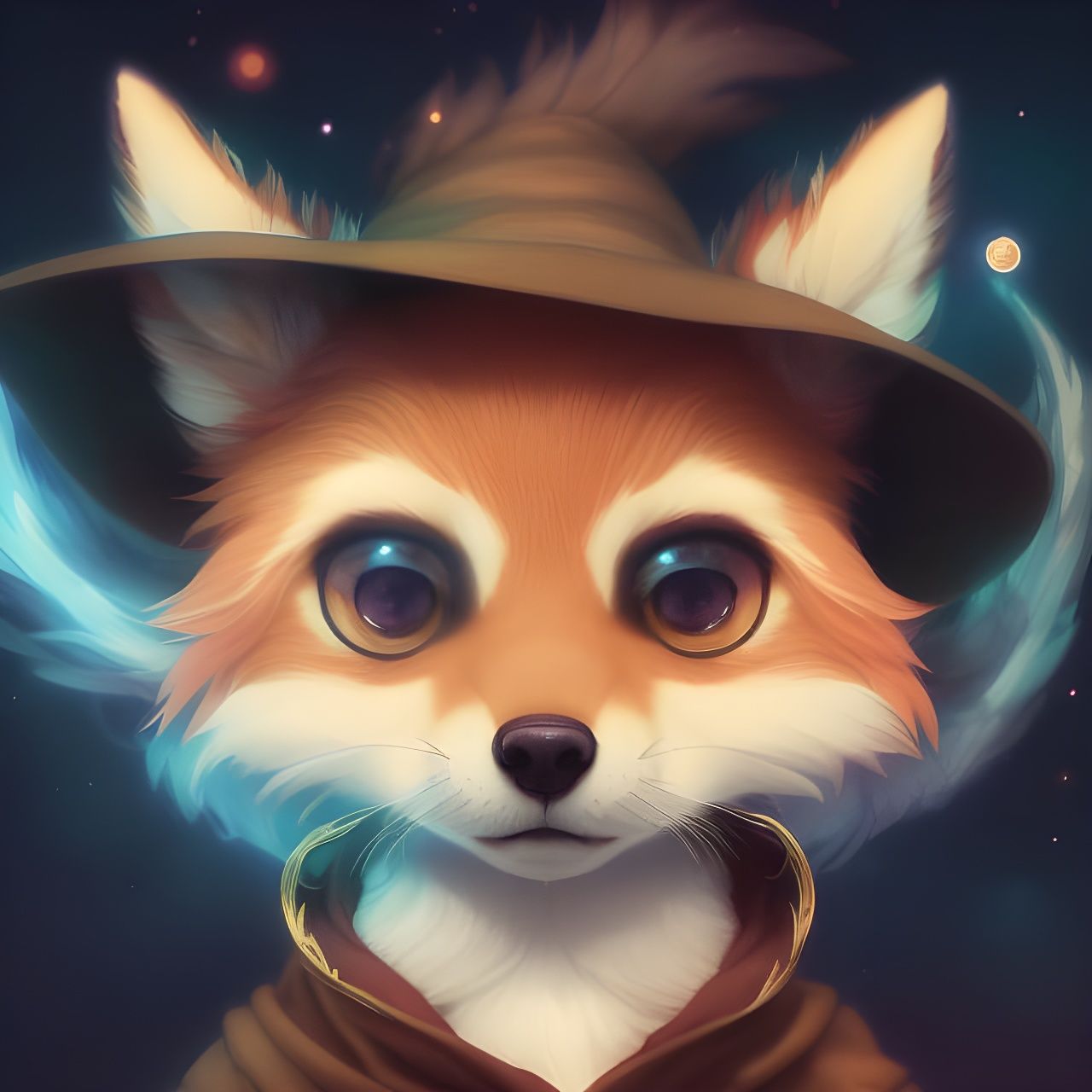Chibi Fox Wizard Portrait in Detailed Digital Art