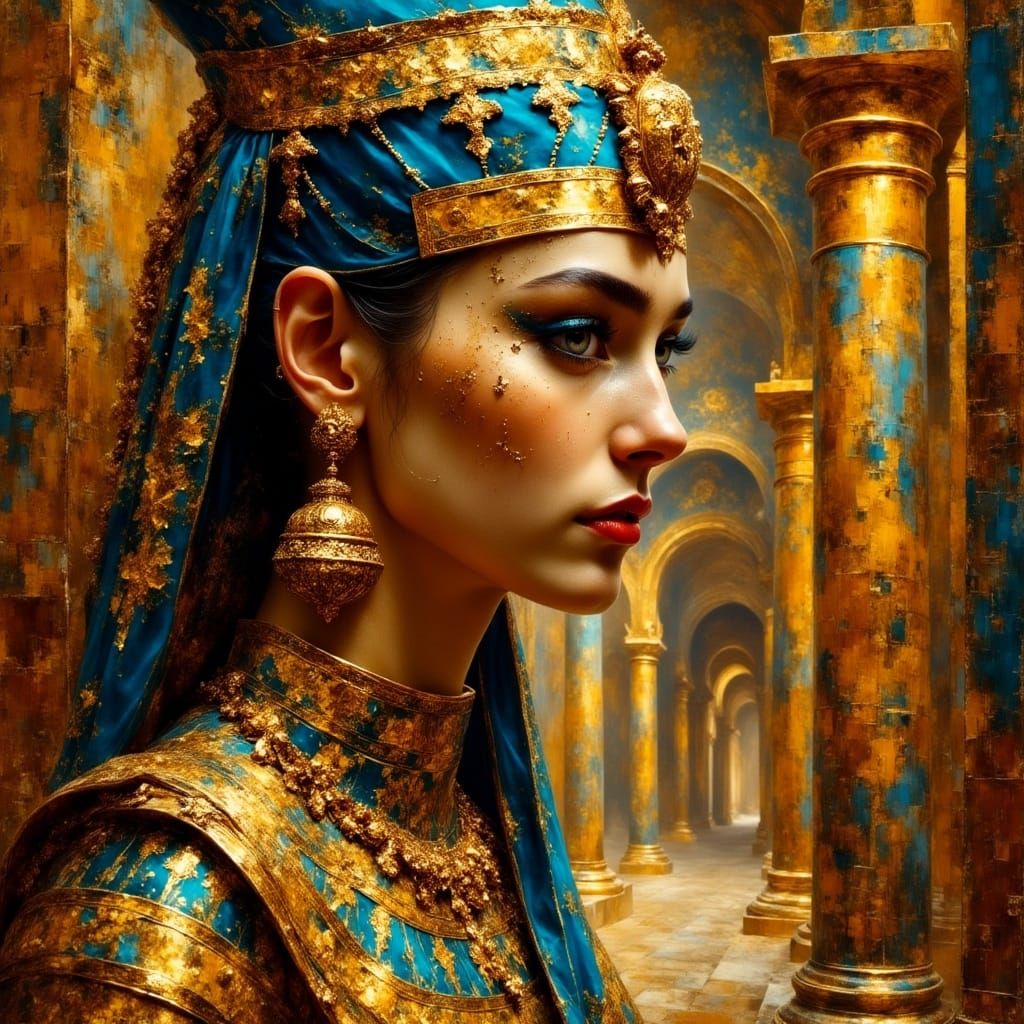 Ancient Egyptian Opulence in Oil-on-Canvas Style