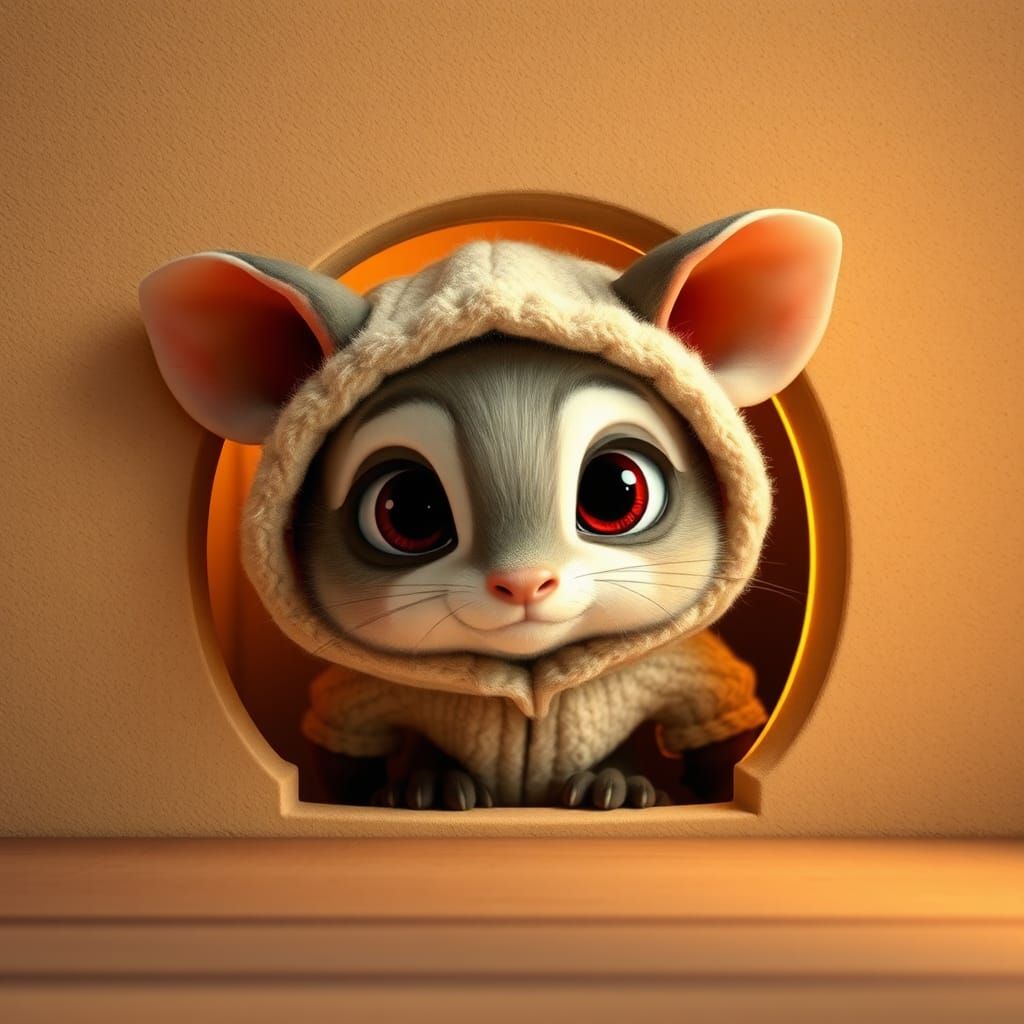Adorable Hamster in Hooded Cloak: Pixar-Style 3D Rendering
