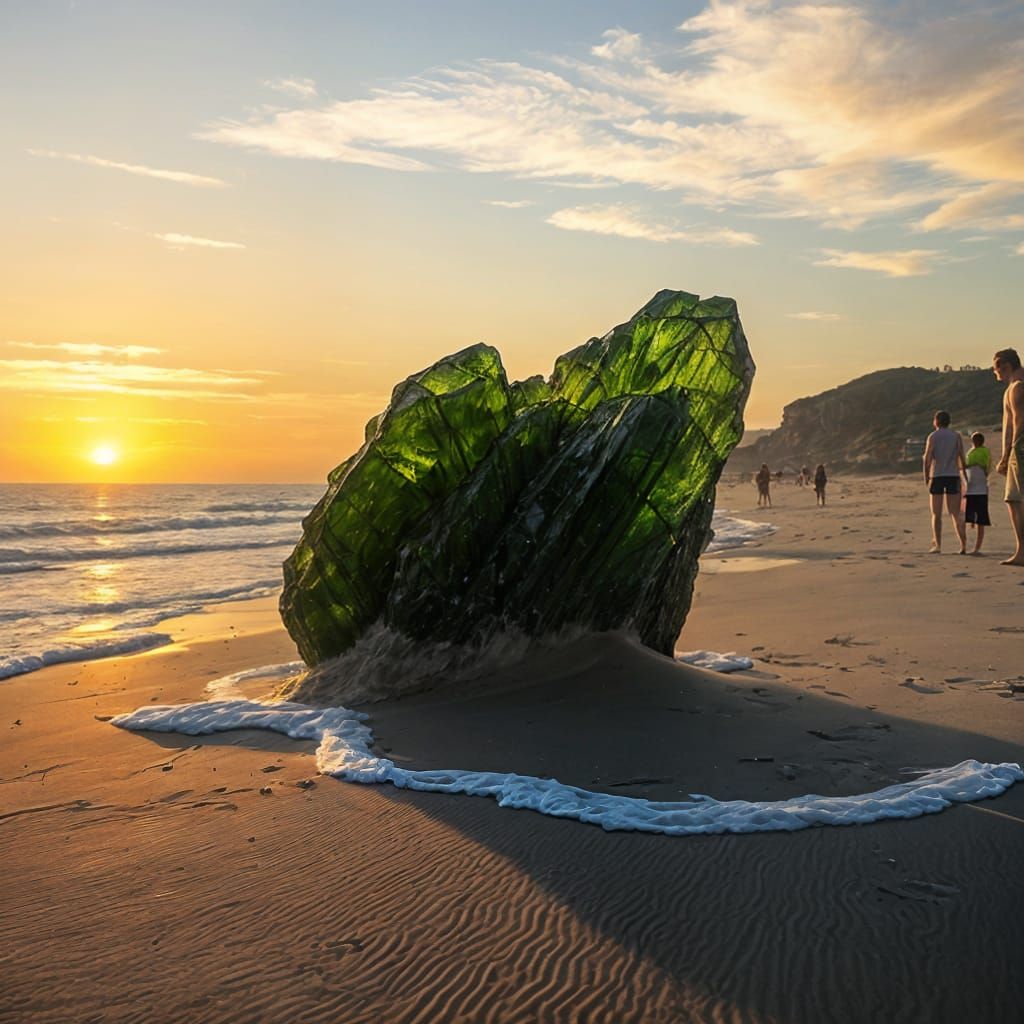 Surreal Beach Discovery in Vibrant Colors