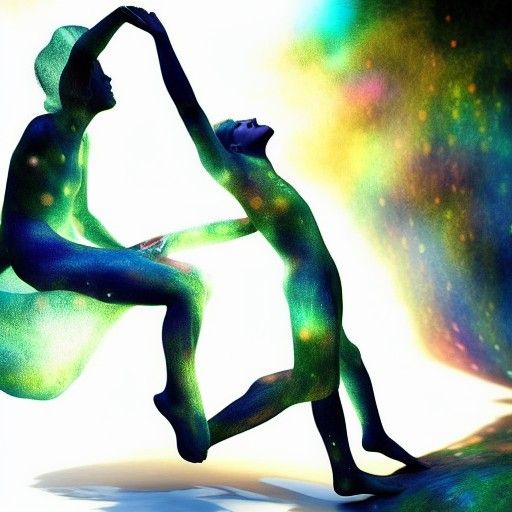 Beings of Light Dancing: Dreamlike Illustration