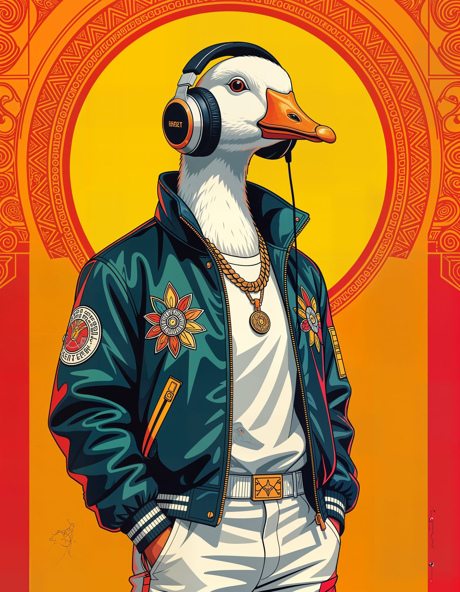 Humanoid Goose with Headphones Poster Art