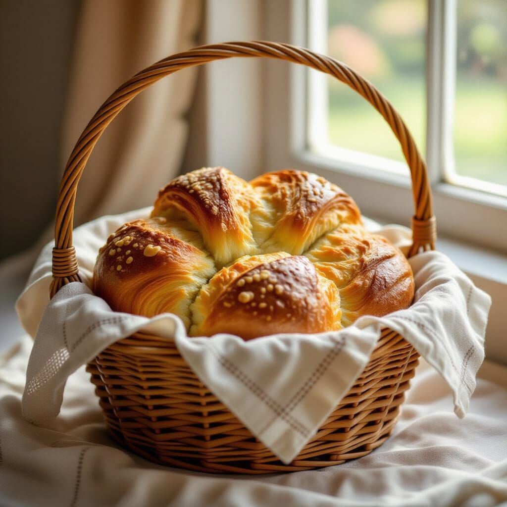 Golden Brioche Loaf in Impressionist Style