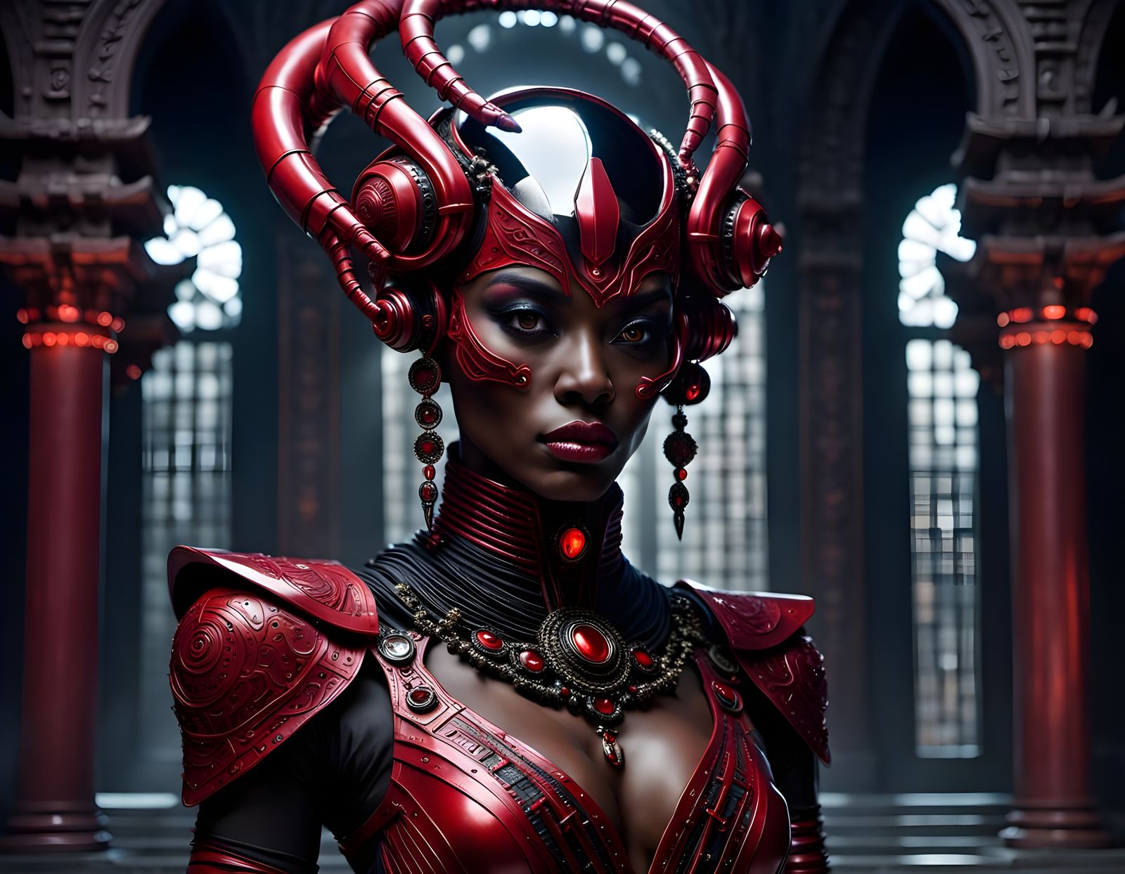 Psychic Alien Cyborg Portrait in Realistic Fantasy Style