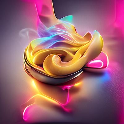 Swirling Neon Gold and Pastel Flame in 3D