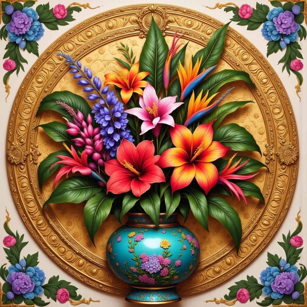 Exotic Floral Bouquet in Opulent Indian Inspired Vase