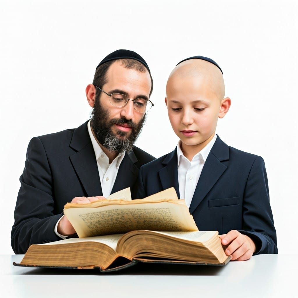 Serene Hasidic Men Study Together in Peaceful Harmony