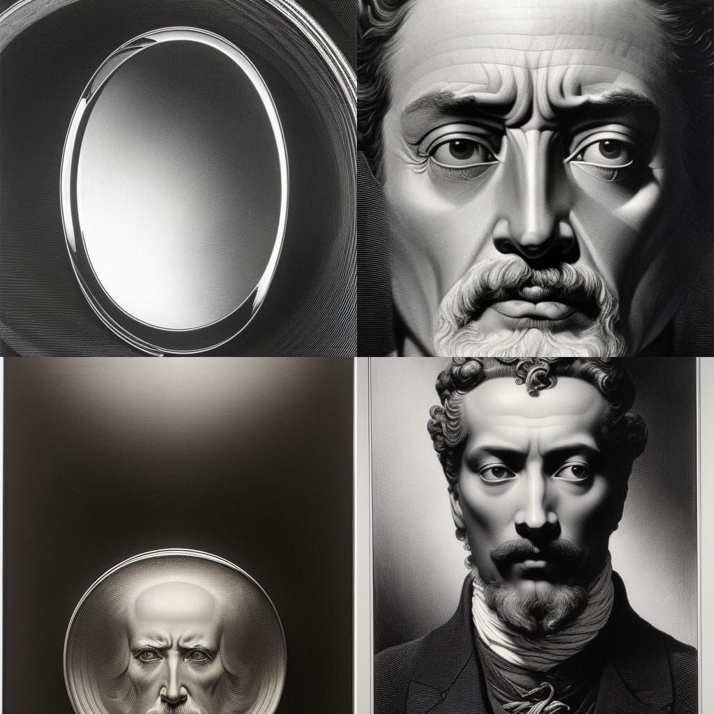 Monochromatic Portrait Reflected in Water Droplet