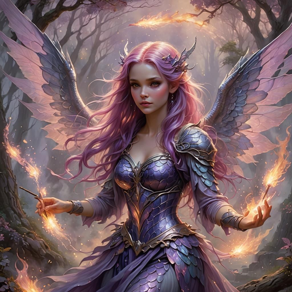 Fairy Draconic Sorcerer Casting Fire Spell