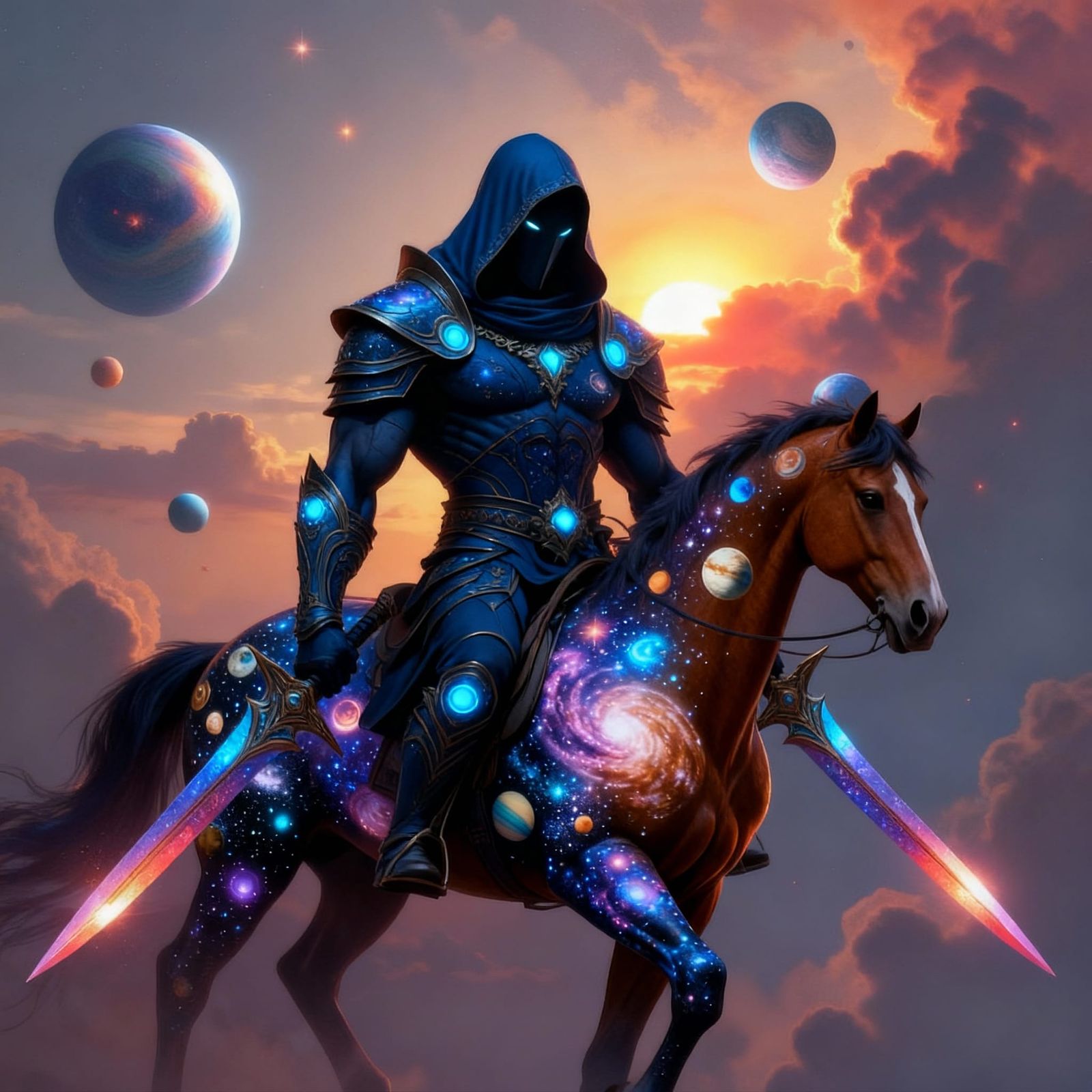 Cosmic Titan Rides Galactic Horse