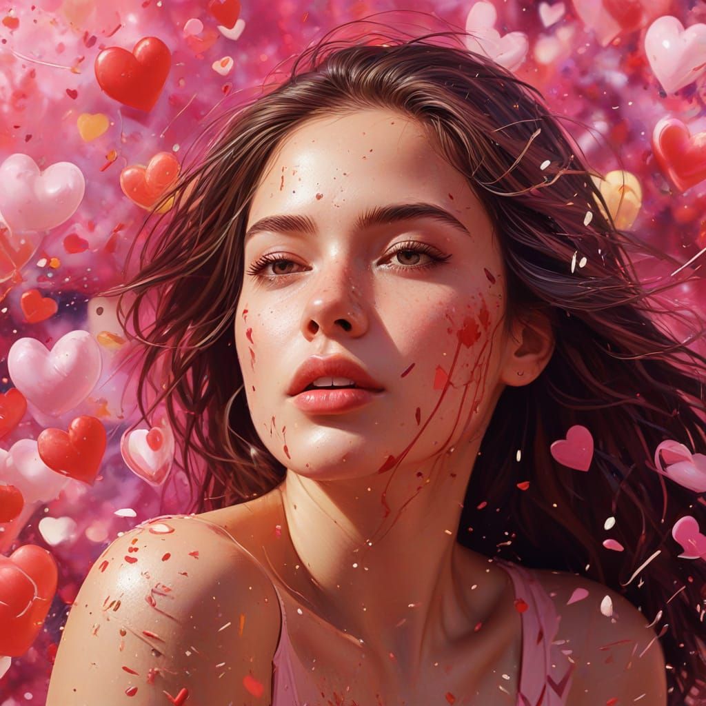 Explosive Heartfelt Portrait in Digital Art Style