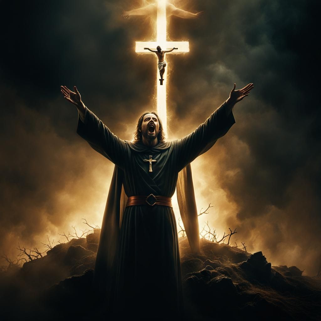 Cleric Exorcism: Cinematic Film Still in Dramatic Sketch Sty...