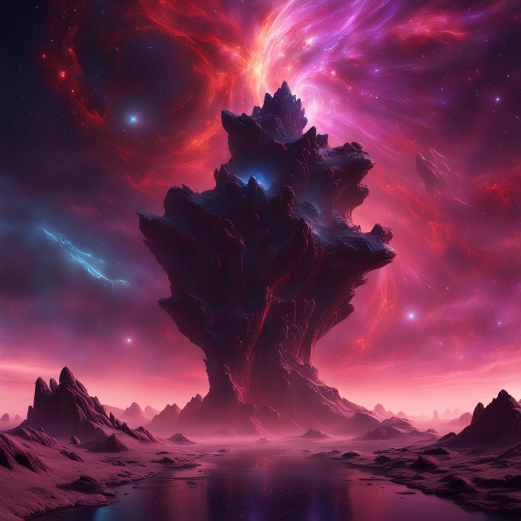 Mystic Nebula Dance in Deep Color Fantasy Art