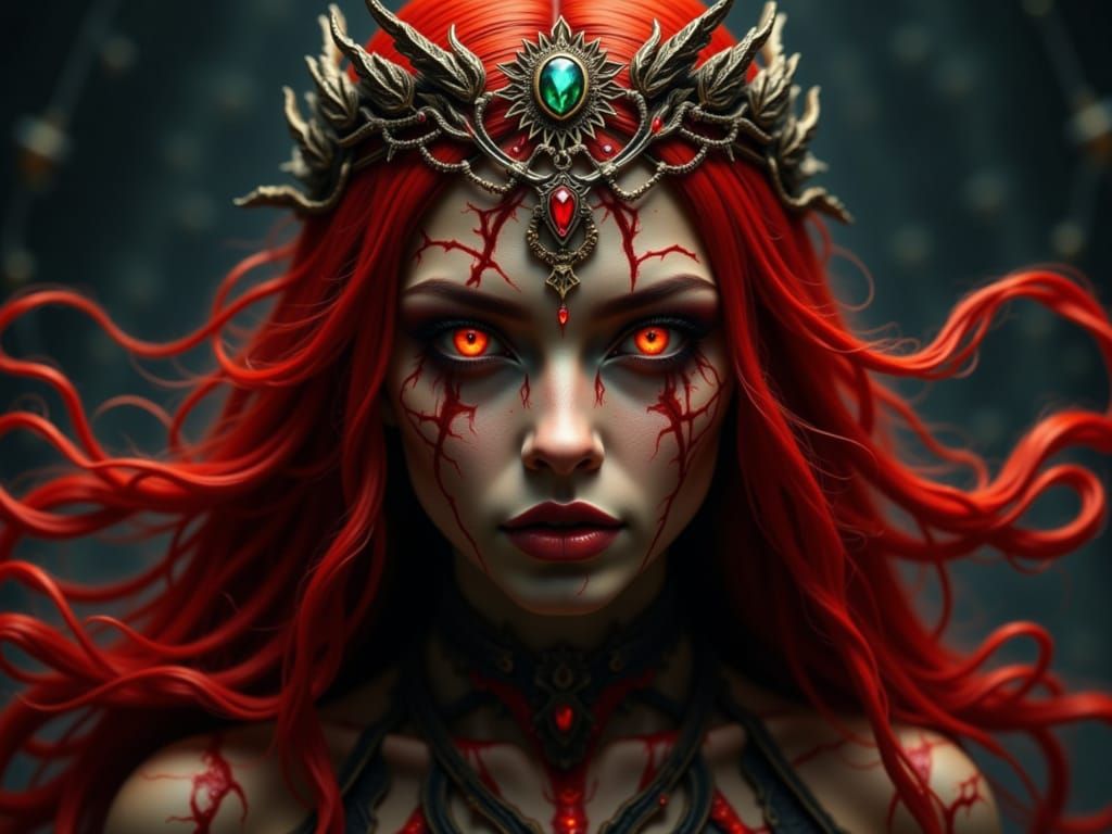Fire Princess with Cracked Skin and Tiara