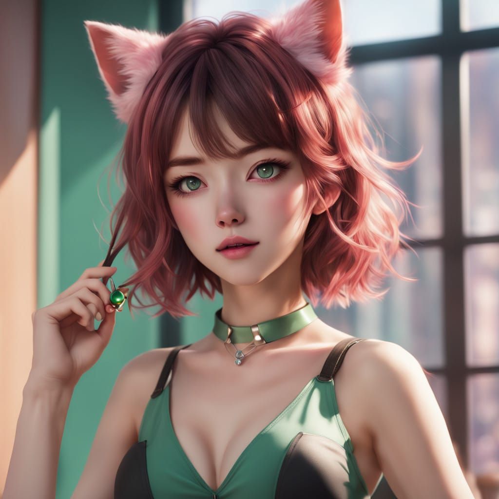 Cyberpunk-Inspired Kitten Goddess in Vibrant Colors