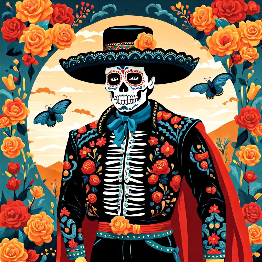 Day of the Dead Matador in Festive Attire