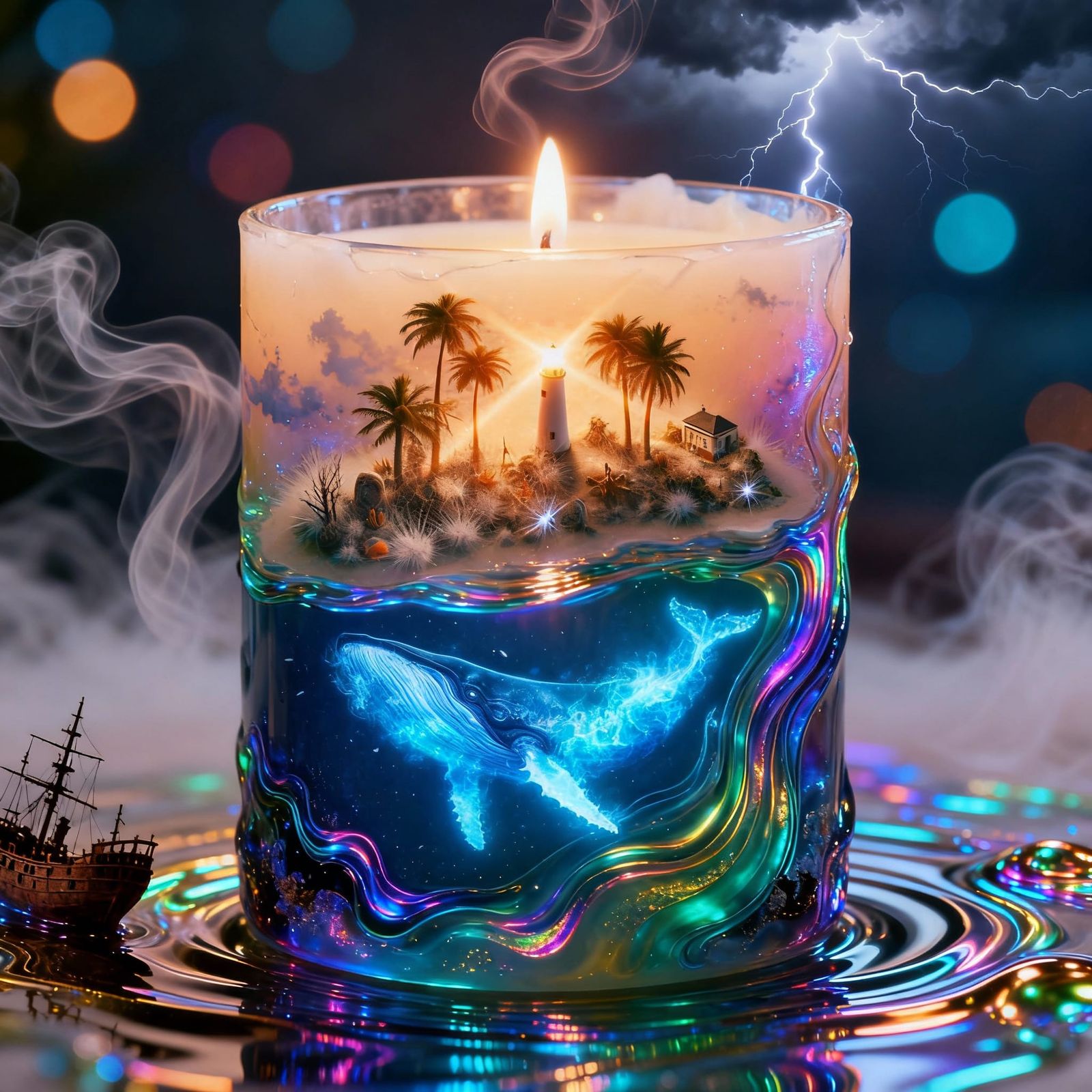 Surreal Wax Candle Art with Epoxy Resin and Bokeh