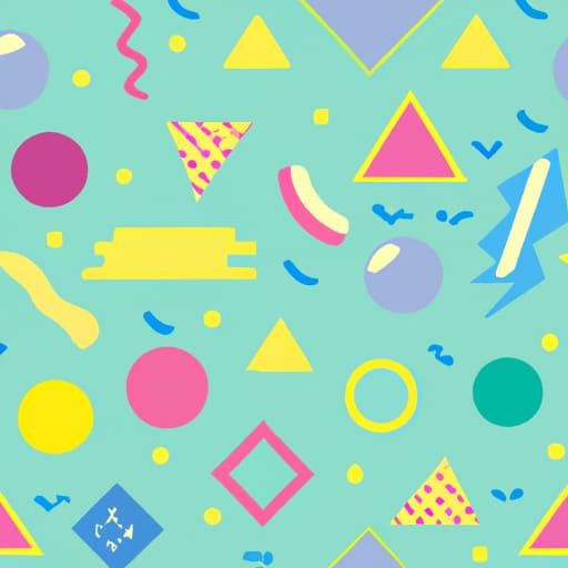 Colorful Geometric Pattern in 90s Style