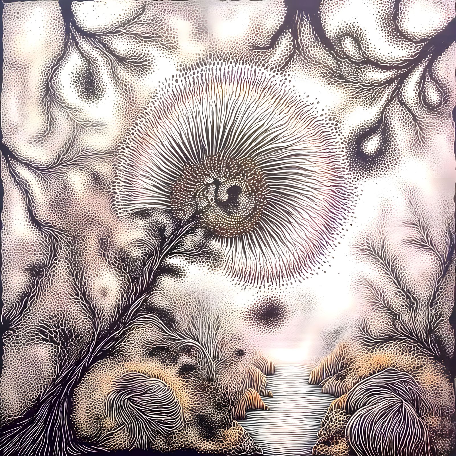 Intricate Thistle Flower Hybrid Art with Stick Beast