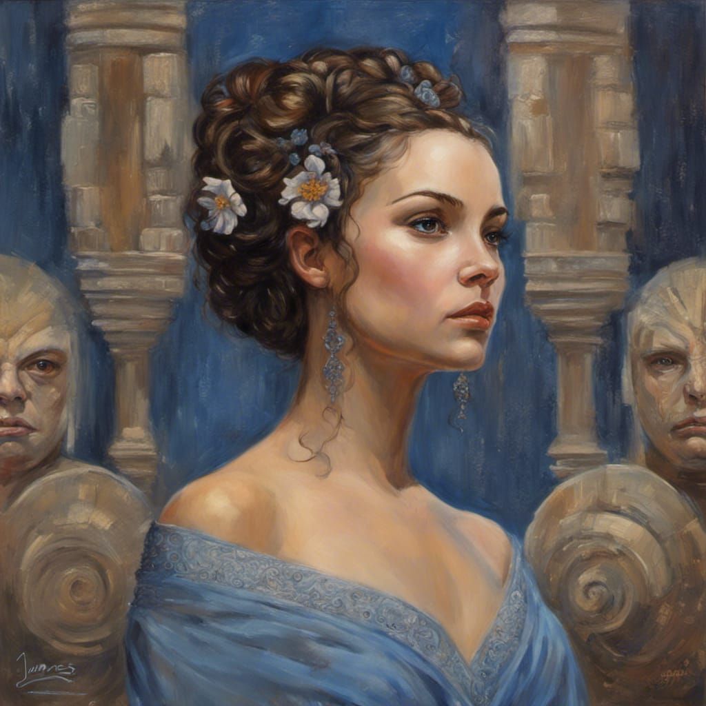 Padme in Ornate Gown as Oil Painting