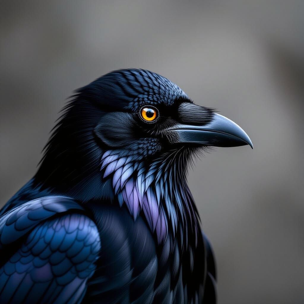Dramatic Crow Portrait in Ansel Adams Style