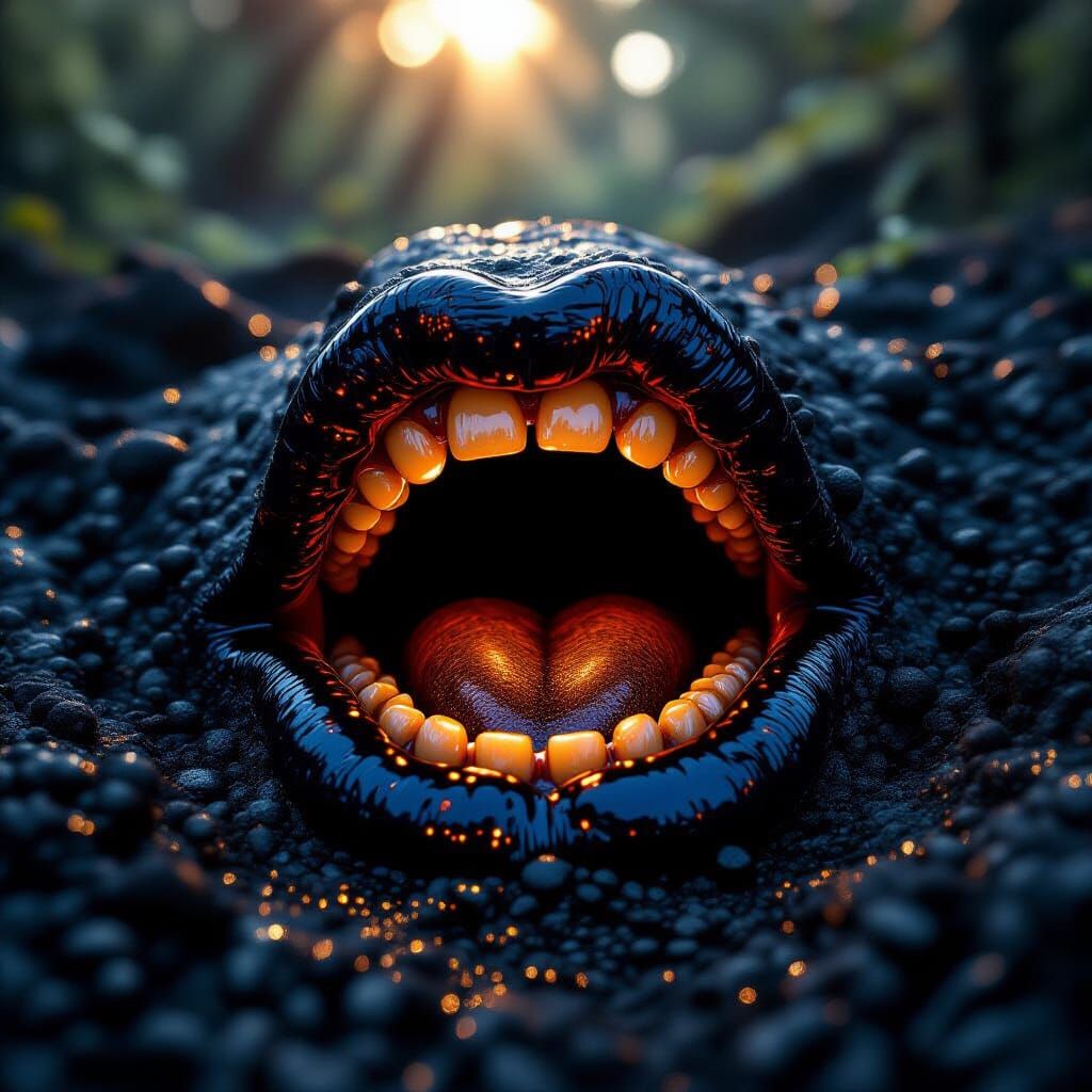 Glossy Magma Mouth Tunnel, Macro Lens