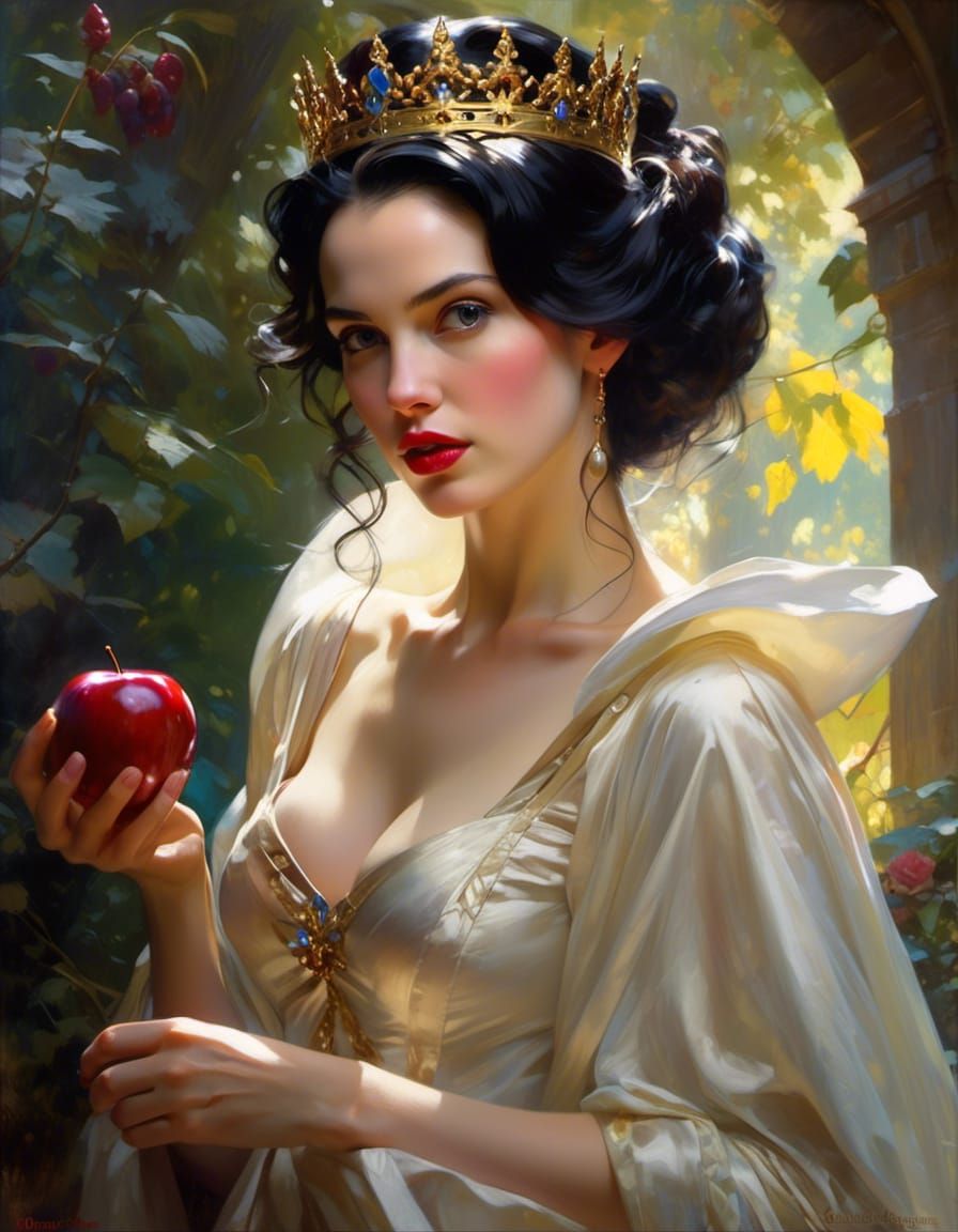Hyperrealistic Snow White Portrait in Fantasy Art Style