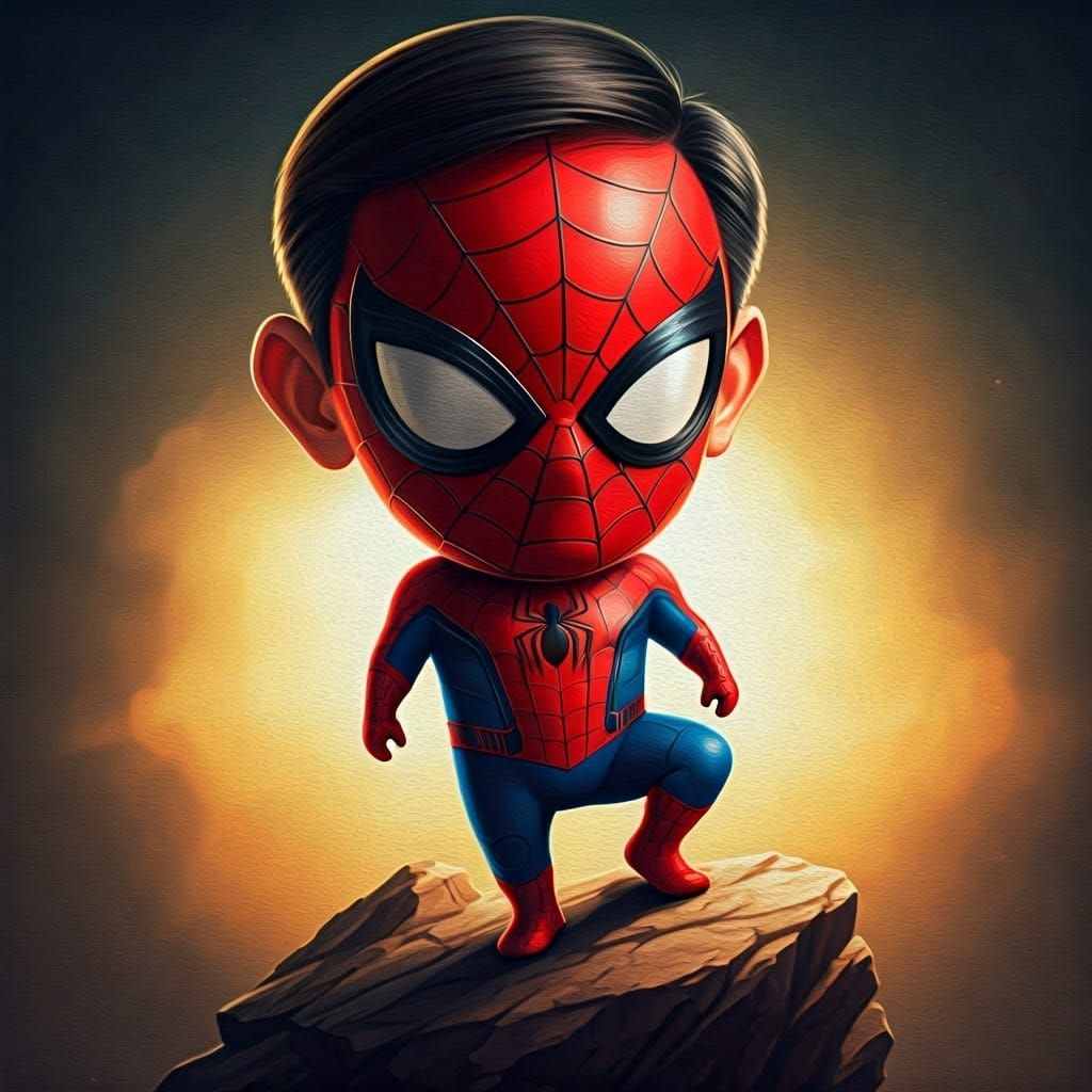 Chibi Senator Rubio as Spiderman, in Vibrant Oil Paints