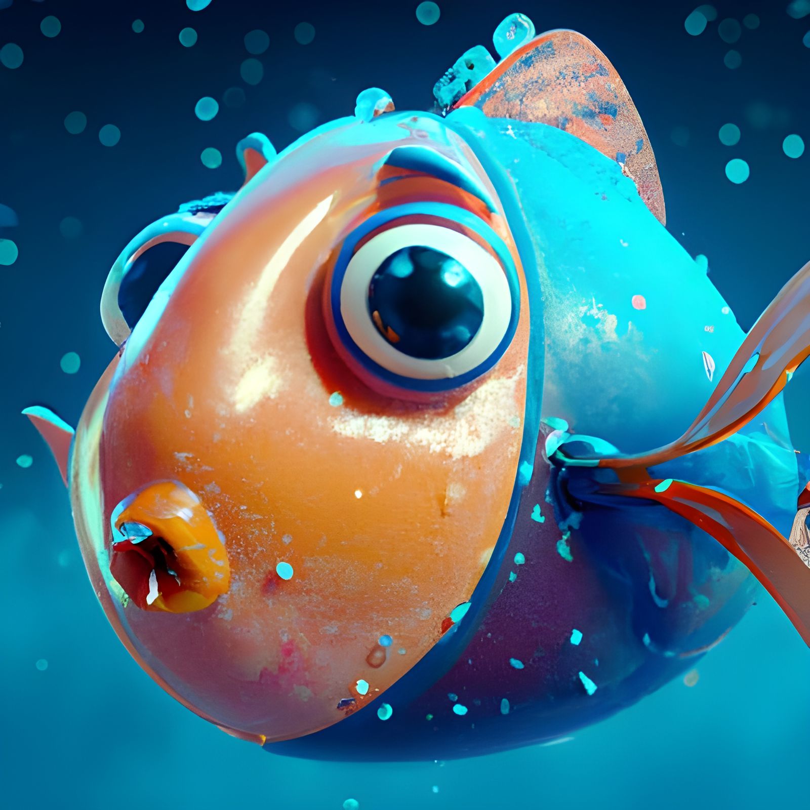 Adorable Fish in Ocean Depths: Pixar-Style 3D Render